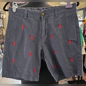 Vintage 1946 Dark Blue Shorts with Red Embroidery
